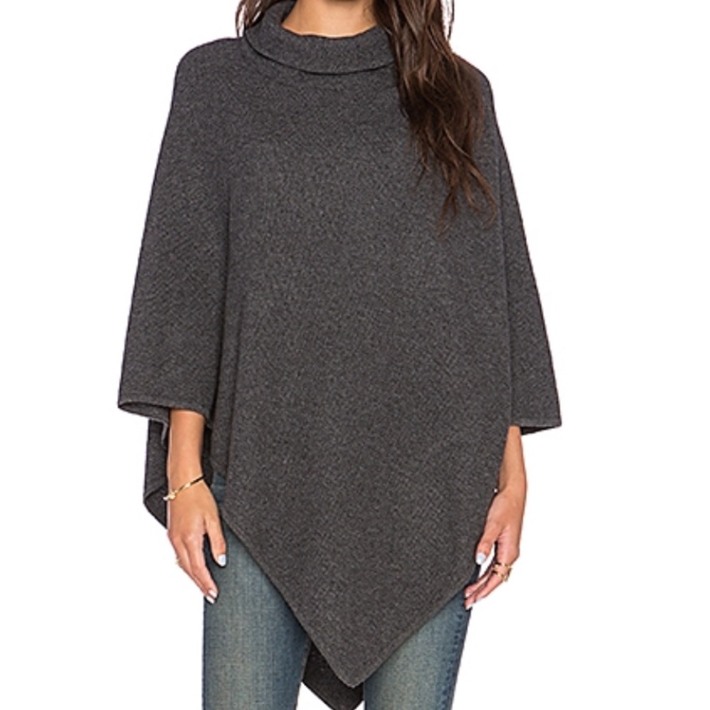 Joie Gray Cashmere/Wool Cowl Neck Poncho